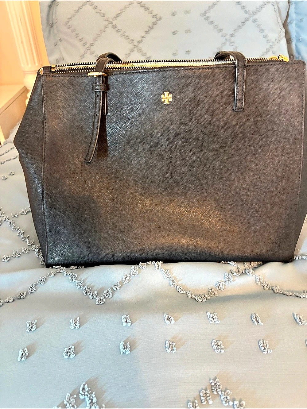 Tory Burch Robinson Double Zip Tote Black